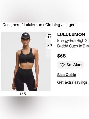 Lululemon Energy High Support Black Sports Bra 32C SOLD OUT